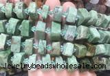 NGBS219 15 inches 10*14mm - 12*16mm faceted nuggets green opal beads