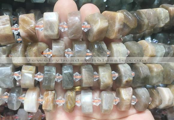 NGBS230 15 inches 10*14mm - 12*16mm faceted nuggets sunstone beads