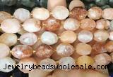 NGBS243 15 inches 8*12mm - 12*16mm faceted nuggets red gum flower crystal beads