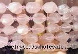 NGBS264 15 inches 13*18mm - 15*20mm faceted nuggets rose quartz gemstone beads