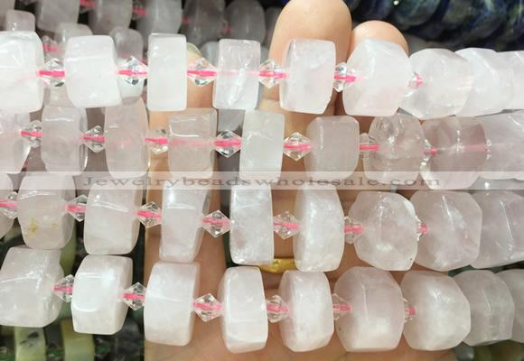 NGBS266 15 inches 10*14mm - 12*16mm faceted nuggets rose quartz gemstone beads