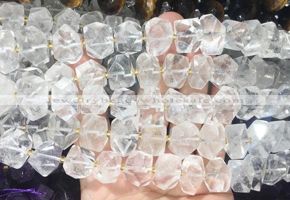 NGBS275 15 inches 10*14mm - 12*16mm faceted nuggets white crystal beads wholesale