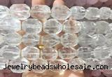 NGBS277 15 inches 10*14mm - 12*16mm faceted nuggets white crystal gemstone beads wholesale