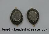 NGC1101 25*35mm teardrop druzy agate connectors wholesale