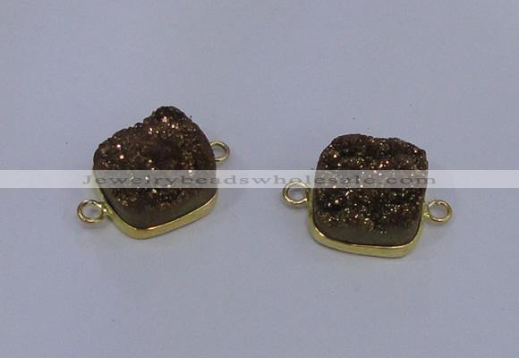 NGC1543 15*15mm square druzy quartz gemstone connectors wholesale