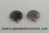 NGC391 18mm flat round agate gemstone connectors wholesale