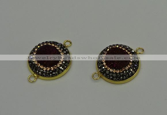 NGC5317 20mm - 22mm coin plated druzy agate connectors