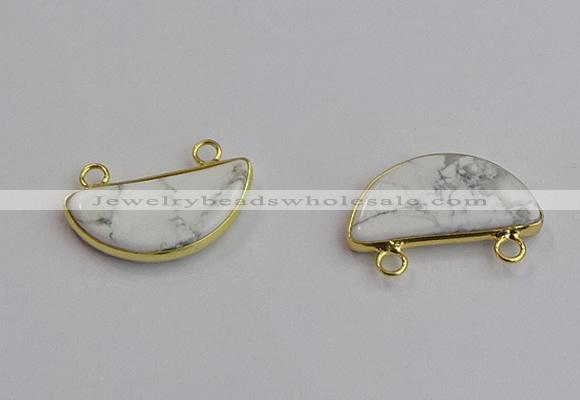 NGC5885 13*26mm moon white howlite turquoise connectors