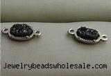 NGC6014 5*8mm oval plated druzy agate connectors wholesale
