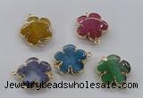 NGC856 28mm - 30mm flower agate gemstone connectors wholesale