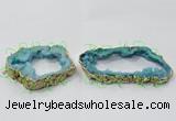 NGC945 45*65mm - 70*90mm freeform druzy agate connectors