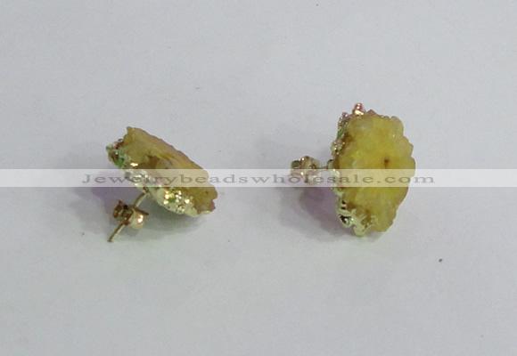 NGE139 12*14mm - 15*18mm freeform druzy agate gemstone earrings