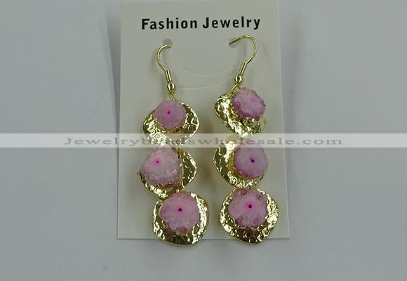 NGE394 10*32mm - 12*38mm druzy agate gemstone earrings