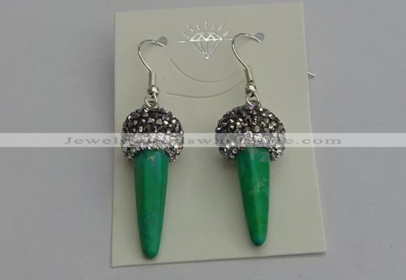 NGE5167 10*30mm faceted cone white howlite turquoise earrings