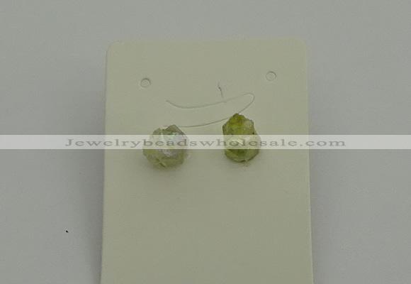 NGE5186 5*8mm - 6*10mm nuggets plated druzy quartz earrings