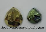 NGP1132 40*45 - 50*55mm faceted teardrop plated druzy agate pendants
