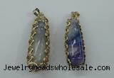 NGP1160 18*60mm - 20*65mm freeform agate pendants with brass setting