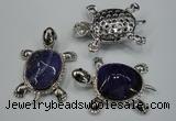 NGP1299 43*60mm tortoise agate pendants with crystal pave alloy settings