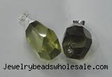 NGP1392 15*20mm - 15*30mm faceted nuggets lemon quartz pendants