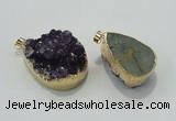 NGP1402 22*35mm - 30*40mm freeform druzy amethyst pendants wholesale
