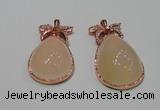 NGP2136 25*45mm agate gemstone pendants with crystal pave alloy settings