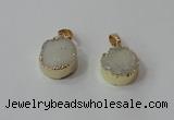 NGP2665 14mm - 15mm coin druzy quartz gemstone pendants