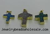 NGP3437 20*22mm - 25*35mm cross druzy agate gemstone pendants