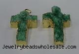 NGP4177 30*48mm - 32*50mm cross druzy quartz pendants wholesale