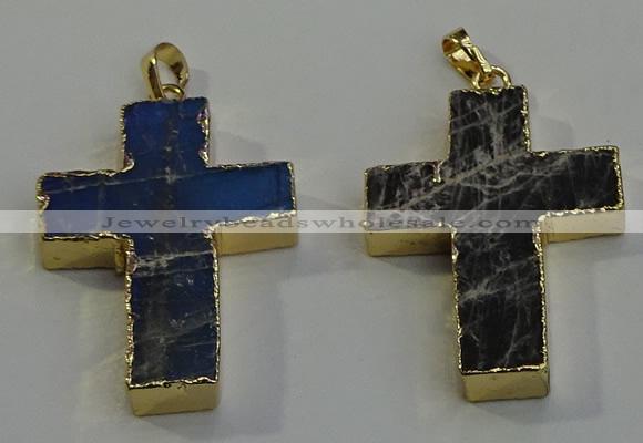 NGP6043 30*40mm - 35*45mm cross labradorite pendants