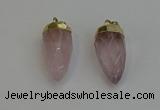 NGP6236 12*28mm - 15*30mm faceted bullet rose quartz pendants