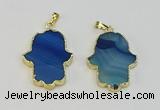 NGP6258 22*40mm - 25*45mm hamsahand agate gemstone pendants