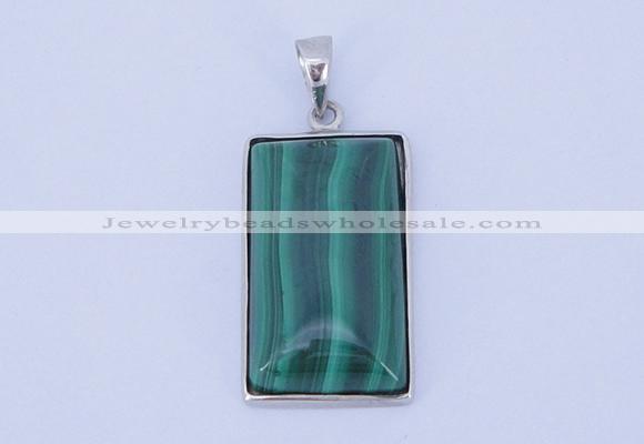 NGP712 13*25mm rectangle natural malachite with sterling silver pendant