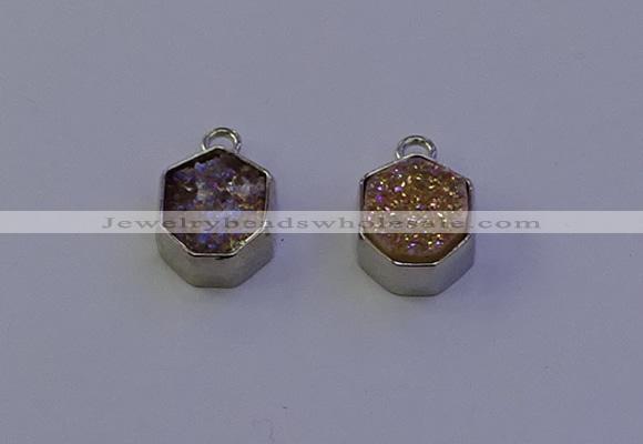 NGP7156 12*15mm plated druzy agate pendants wholesale