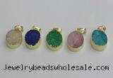 NGP7203 15*20mm oval druzy quartz pendants wholesale
