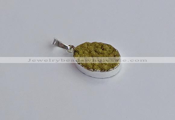 NGP7506 15*20mm oval plated druzy agate gemstone pendants