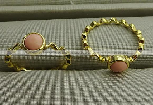 NGR1056 4mm coin synthetic coral rings wholesale