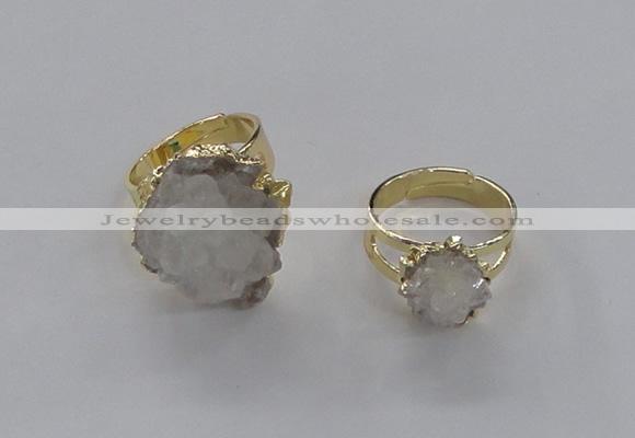 NGR203 10*14mm – 20*25mm freeform druzy agate gemstone rings