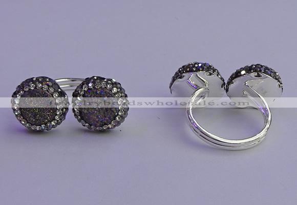 NGR2177 12mm - 14mm coin plated druzy agate rings wholesale