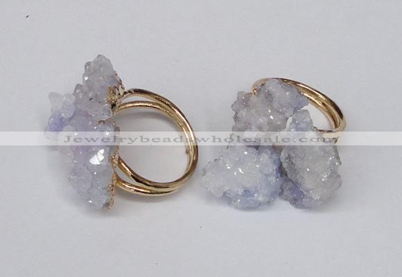 NGR96 15*20mm - 20*25mm nuggets plated druzy quartz rings