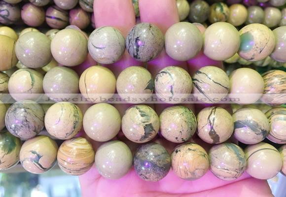 NSBS10 15 inches 14mm round Green Dragon Veins Jasper beads wholesale