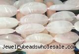 OVBS61 15 inches 20*40mm oval rose quartz gemstone beads wholesale