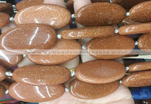 OVBS67 15 inches 20*40mm oval goldstone gemstone beads wholesale