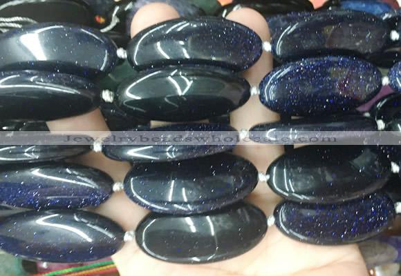 OVBS68 15 inches 20*40mm oval blue sandstone gemstone beads wholesale