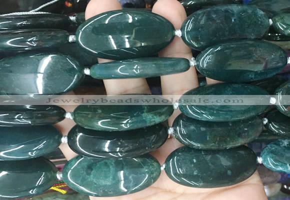 OVBS72 15 inches 20*40mm oval moss agate gemstone beads wholesale