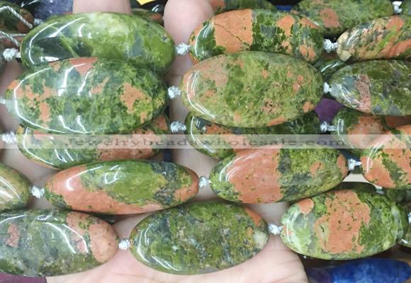 OVBS74 15 inches 20*40mm oval unakite gemstone beads wholesale