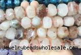 PQBS01 15 inches 12*16mm - 13*18mm faceted nuggets pink quartz beads