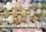 RBBS22 15 inches 13*18mm faceted rondelle yellow quartz gemstone beads