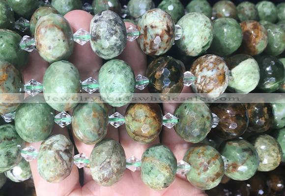 RBBS36 15 inches 13*18mm faceted rondelle Green opal gemstone beads