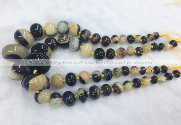 RBBS50 15 inches 8*12mm - 20*30mm rondelle agate beads wholesale