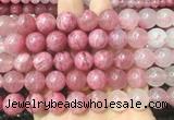 RDBS04 15 inches 12mm round pink rhodonite gemstone beads wholesale